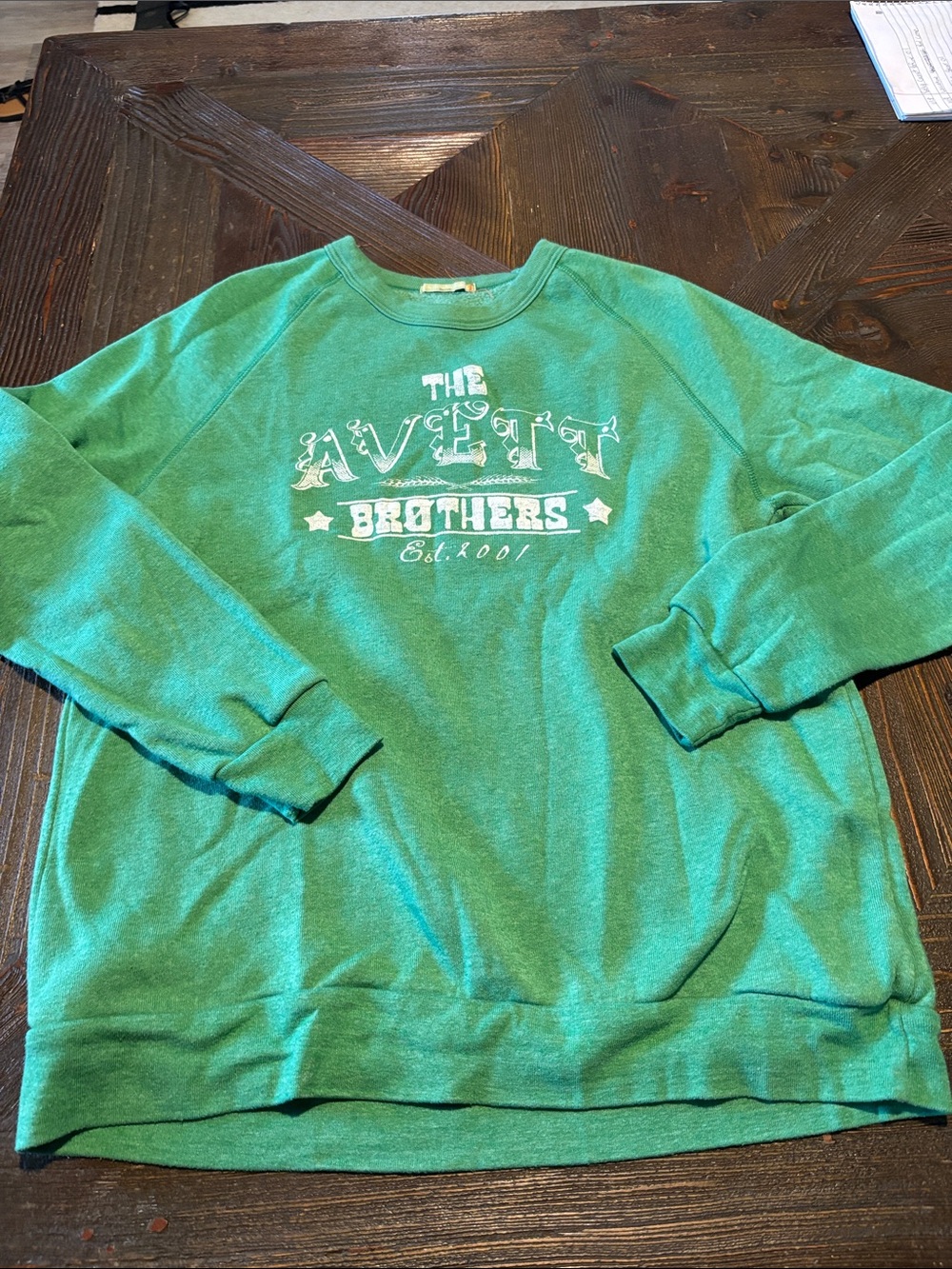 Alternative Green Crewneck Sweater with White Graphic